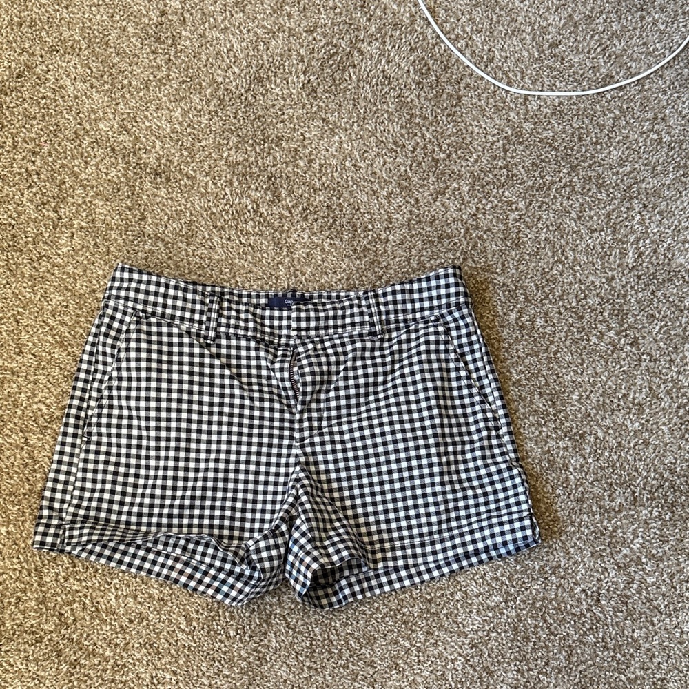 GAP Black and White Checkered Jean Shorts